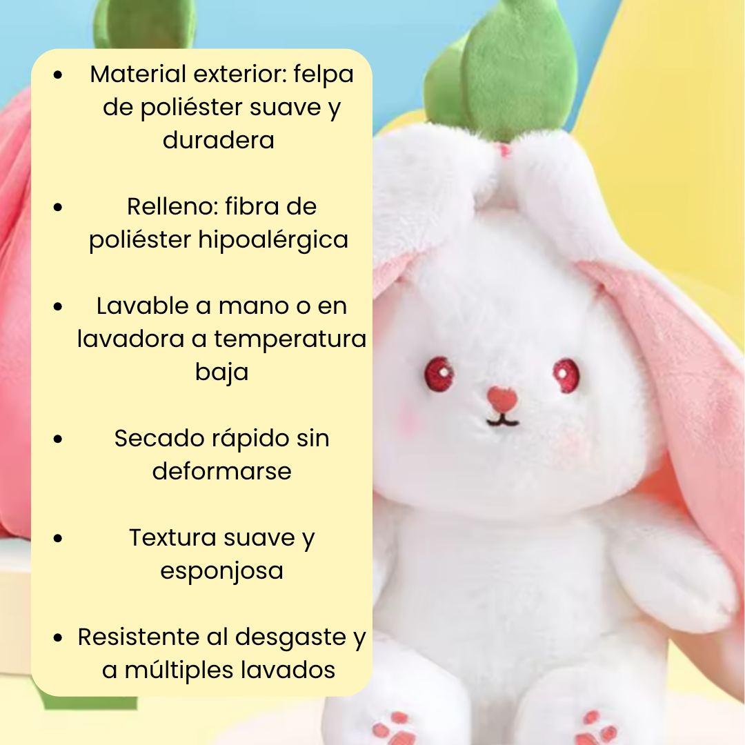 Peluche de Conejo Fresa Blandito y Achuchable